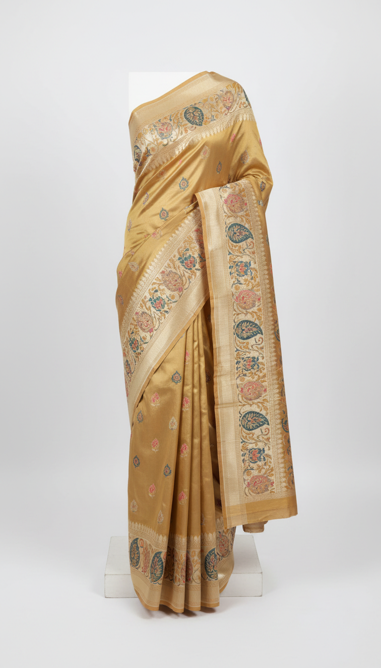 Champagne Gold Zari Banarasi Saree