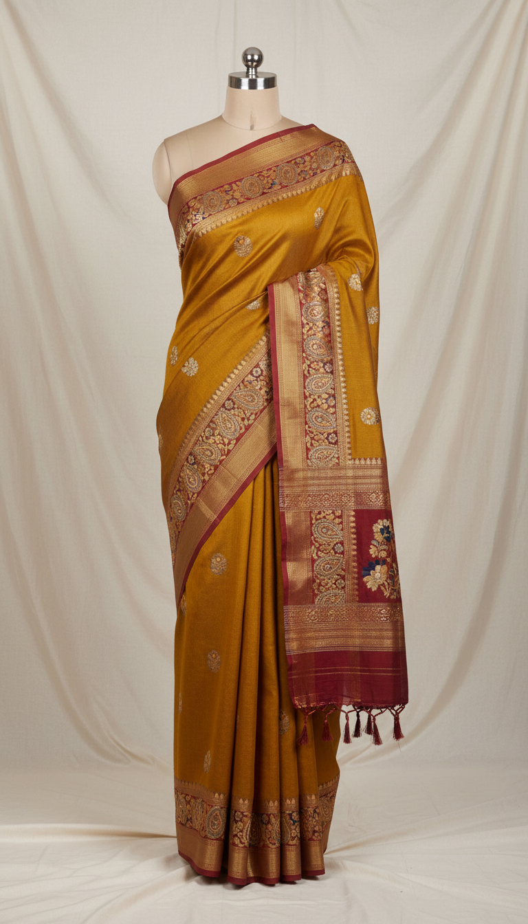Chanderi cotton saree with silk border